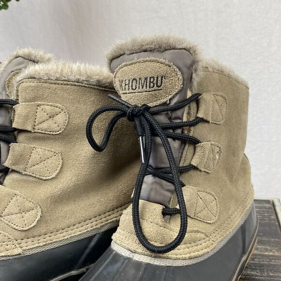 Khombu Black & Tan Fur lined Water Resistant Lace Up Suede & Rubber Boots 7 - Picture 5 of 6